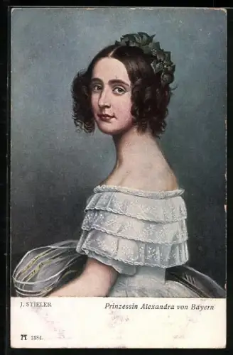 AK Prinzessin Alexandra von Bayern mit Haarschmuck