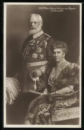 AK Porträt Prinzregent Ludwig von Bayern mit Gemahlin