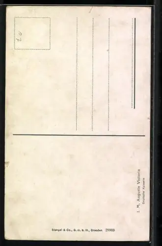 AK Kaiserin Augusta Victoria mit Krone und Fächer