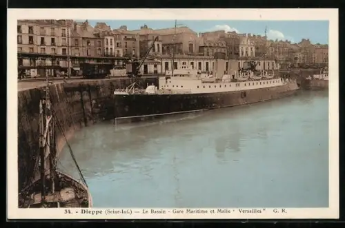 AK Dieppe /Seine-Inf., Le Bassin, Gare Maritime et Malle Versailles, Hafen