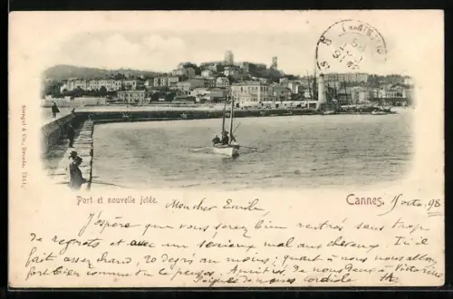 AK Cannes, Port et nouvelle jetée