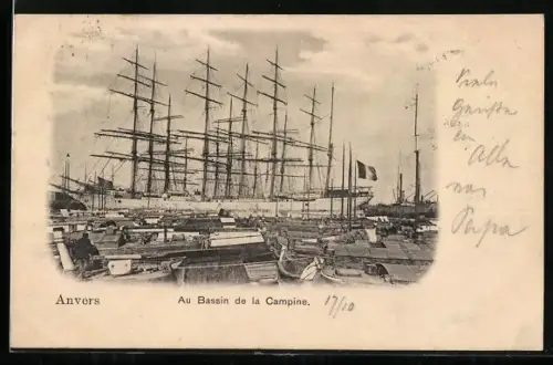 AK Anvers, Au Bassin de la Campine, Hafen