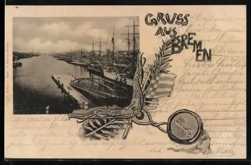 AK Bremen, Hafenpanorama