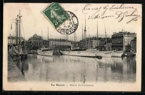 AK Le Havre, Bassin du Commerce, Segelschiffe festgemacht im Hafen