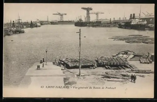 AK Saine-Nazaire, Vue générale du Bassin de Penhouet, Hafen