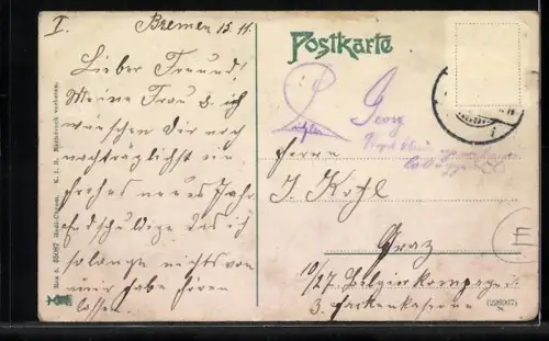 AK Bremen, Frontalansicht des Frei-Hafens