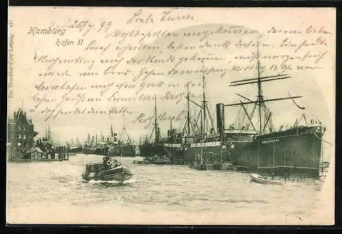 AK Hamburg, Dampfer im Hafen