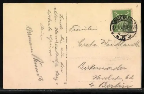 AK Bremen, Freihafen II mit Dampfschiffen