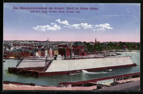 AK Kiel, Hafen, Das Riesenschwimmdock der Kaiserlichen Werft