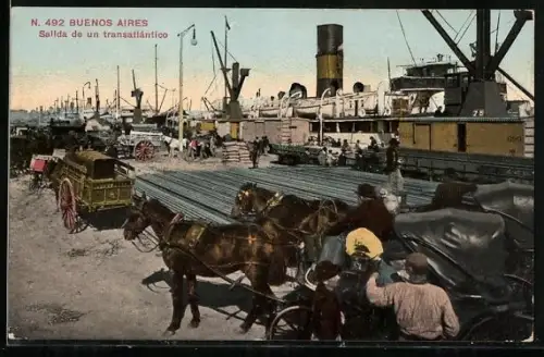 AK Buenos Aires, Salida de un transatlantico, Dampfer