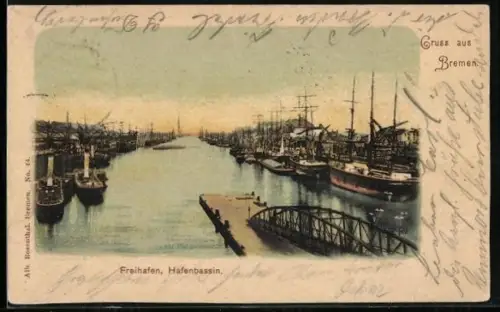 AK Bremen, Freihafen, Hafenbassin