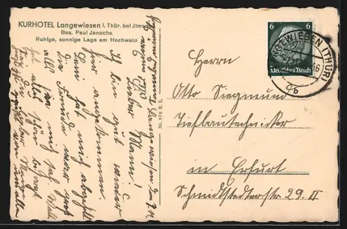 AK Langewiesen i. Thür., Kurhotel, Bes. Paul Janocha