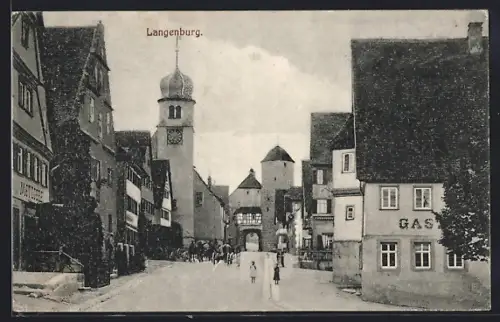 AK Langenburg, Stadttor, Kirche, Gasthaus