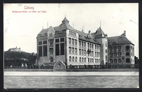 AK Coburg, Heiligkreuz-Schule, Blick auf Veste