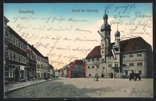 AK Eisenberg / Thüringen, Markt mit Steinweg