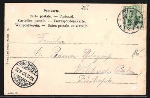 AK Rastatt i. B., Strassenpartie mit Wasserturm