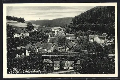 AK Meusebach b. Stadtroda /Thür., Gasthof Meusebach, Teilansicht