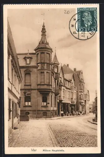 AK Idar, Blick in die Mittlere Hauptstrasse