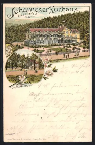 Lithographie Zellerfeld /Harz, Hotel Johanneser Kurhaus