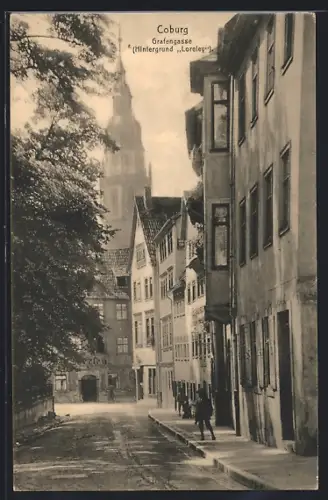 AK Coburg, Strasse Grafengasse mit Gasthaus