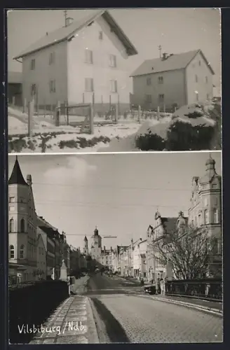 AK Vilsbiburg /Ndb., Dreistöckige Wohnhäuser, Strassenpartie