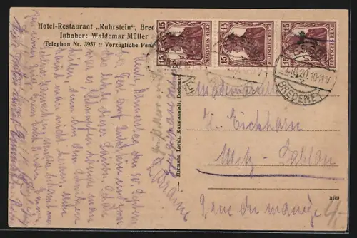 AK Bredeney, Restaurant Ruhrstein, Inh. Waldemar Müller, Vestibül im Restaurant
