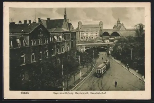 AK Essen, Huyssen-Stiftung, Handelshof, Hauptbahnhof, Strassenbahn