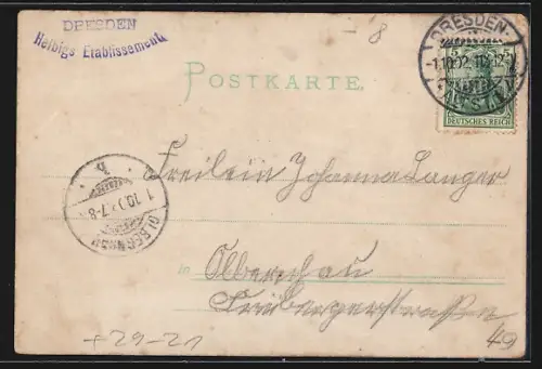 Seiden-Imitations-AK Dresden, Gasthaus Helbigs Etablissement, Italien. Dörfchen, Dampfschiff