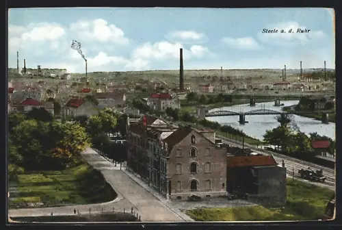 AK Steele a. d. Ruhr, Ortsansicht mit Ruhr