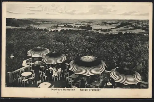 AK Essen-Bredeney, Kurhaus Ruhrstein, Inh. J. Brendt, Terrasse mit Ausblick