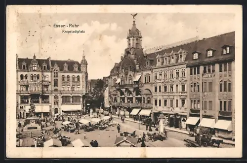 AK Essen /Ruhr, Kropstadtplatz mit Litfasssäule