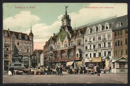 AK Essen a. d. Ruhr, Kopstadtplatz mit Colosseum