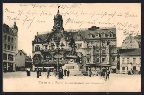 AK Essen a. d. Ruhr, Krieger-Denkmal und Kolosseum