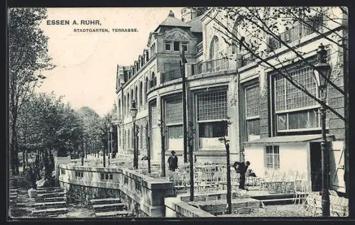 AK Essen a. Ruhr, Stadtgarten, Terrasse