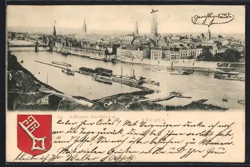 AK Bremen, Gesamtansicht mit Weser