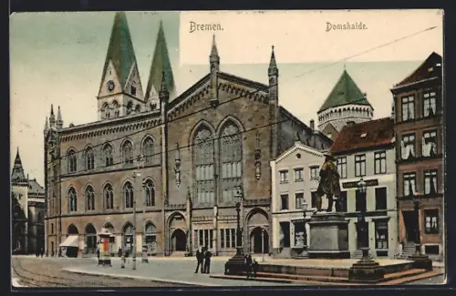 AK Bremen, Domshaide mit Denkmal