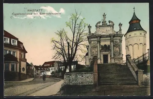 AK Rastatt, Kapellenstrasse mit Einsiedlerkapelle
