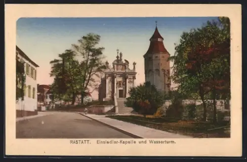 AK Rastatt, Einsiedler-Kapelle und Wasserturm