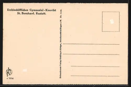 AK Rastatt, Erzbischöfliches Gymnasial-Konvikt St. Bernhard, das Rektorat