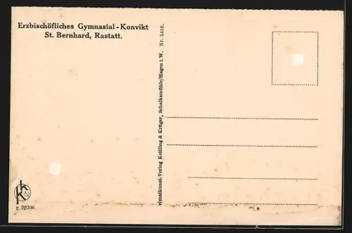AK Rastatt, Erzbischöfliches Gymnasial-Konvikt St. Bernhard, Studiersaal