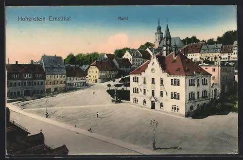 AK Hohenstein-Ernstthal, Markt mit Kirche