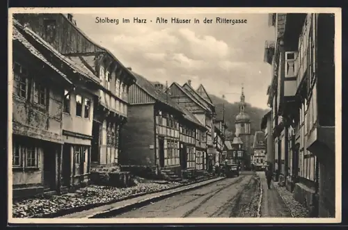 AK Stolberg im Harz, Alte Häuser in der Strasse Rittergasse