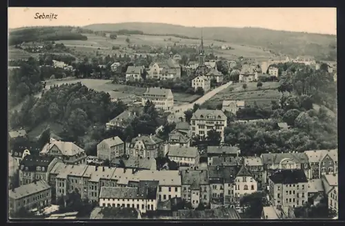 AK Sebnitz, Teilansicht mit Strassenpartie