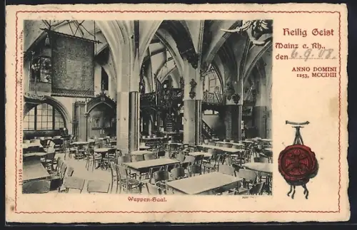 AK Mainz a. Rh., Gasthaus Heilig Geist, Wappen-Saal, Siegel