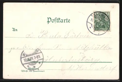 Lithographie Chemnitz, auf dem Weg zur Waldschänke im Zeisigwald