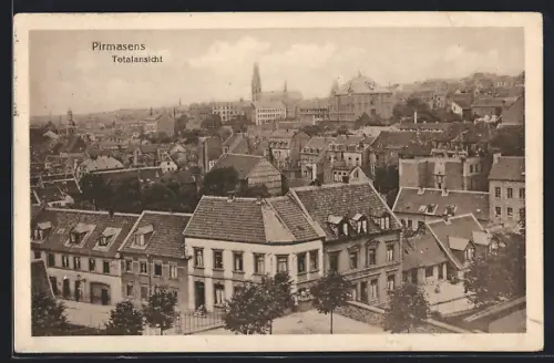 AK Pirmasens, Totalansicht mit Kirche