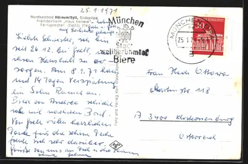 AK Hörnum, Südspitze, Fremdenheim, Haus Helene