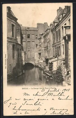 AK Douai, la Scarpe vue du pont á l'herbe