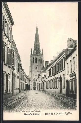 AK Hondschoote, Rue de l`Ouest et Eglise