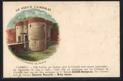 Künstler-AK Vieux Cambrai, Porte de Paris